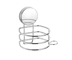 WENKO Support Sèche cheveux mural Osimo, Porte sèche cheveux mural fixation sans perçage "Static Loc Plus", fixation par adhérence statique, avec porte cable, acier, 14x13x11cm, chromé