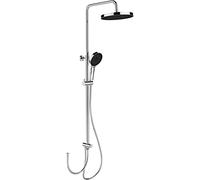 WENKO Système de douche Softwater, barre de douche inox, pomme de douche ciel de pluie, douchette, flexible et curseur de douche, raccordement à la robinetterie, hauteur réglable (75-120 cm), chrome