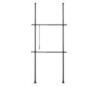WENKO Système télescopique Herkules Basic Noir, système d'ordre réglable individuellement, avec 2 barres porte-vêtements, adaptable aux pièces les plus différentes, pour l'armoire-penderie accessible, 75-120 x 165-300 x 11 cm, en métal peint par poudrage en noir mat