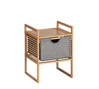 WENKO Table de nuit bois, bout de canapé bois, avec tiroir en tissu, Bois Bambou, Bahari, 40 x 56 x 40 cm