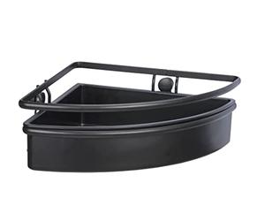 WENKO Tablette d'angle Molinella, tablette avec panier profond pour poser les articles d'hygiène en sécurité, en inox laqué mat avec insert en plastique, (l x H x L) : 30 x 8,5 x 21,5 cm, noir