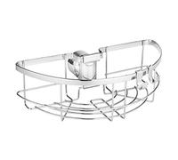 WENKO Tablette de Douche Floresta, Format Rond, étagère de Douche en Acier Inoxydable chromé, Fixation sans perçage ni vissage, pour Toute Barre de Douche Classique, 26 x 8 x 15,5 cm, Brillant