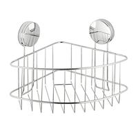 WENKO Tablette de rangement d'angle Osimo Grande Static-Loc Plus, étagère de salle de bain, fixer sans percer de trous, fixation fiable par adhérence statique sur les surfaces lisses imperméables à l'air, 26,5 x 18 x 19 cm, acier chromé