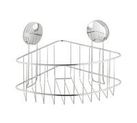 WENKO Tablette de Rangement d'angle Osimo Static-Loc Plus, étagère de Salle de Bain, sans percer, Fixation par adhérence Statique sur Les Surfaces imperméables à l'air, 26,5x13,5x19cm, Acier chromé