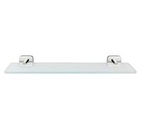 WENKO Tablette de Rangement Mezzano, étagère Murale en Verre satiné offrant Beaucoup de Place pour Tous ustensiles de Salle de Bain, Support en Acier INOX Brillant, 46,5 x 5,5 x 13,5 cm