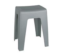 WENKO Tabouret de Bain Kumba| en Plastique, au Design Moderne de Haute qualité | Charges jusqu'à 120 kg | Idéal Salle de Bain & WC | Plastique Robuste | (l x h x p) 38 x 47 x 32 cm | Gris