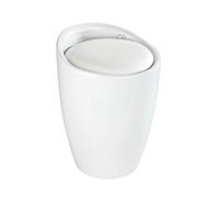 WENKO Tabouret Panier à Linge Candy | Coffre à Linge et Tabouret Salle de Bain| Coussin Amovible | Aspect Mat | Filet Linge Amovible 20l | Plastique ABS résistant 120kg | 36x50,5 cm | Blanc Mat