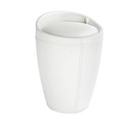 WENKO Tabouret Panier à Linge, Coffre à Linge et Tabouret Salle de Bain Candy, Coussin Amovible, Similicuir Blanc, 20 litres, Ø 36x50,5 cm