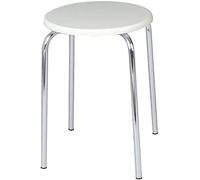 WENKO Tabouret pour Salle de Bain Blanc siège en MDF, Structure en Chrome Blanc
