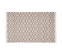 WENKO Tapis de bain Altai, tapis de bain durable, fabriqué en bouteilles PET recyclées au visuel ethno tendance et dessous antidérapant, lavable jusqu'à 40°C, (l x h) : 50 x 80 cm, brun/blanc