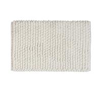 WENKO Tapis de Bain antidérapant, 50 x 80 cm, Lavable en Machine jusqu'à 30 °C, à séchage Rapide, Tapis Salle de Bain Absorbant en Polyester et Coton, Structure Tendance, Mod. Solivo, Blanc