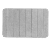 WENKO Tapis de Bain Memory Foam Stripes, Gris Clair - Tapis de Bain, antidérapant, qualité très Douce avec Rembourrage en Mousse Memory, Polyester, 50 x 80 cm, Gris Clair