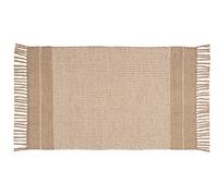 WENKO Tapis de bain Pica, tapis de baignoire 70 % jute et 30 % coton, motif relief de couleur claire et franges, tapis de douche ou tapis décoratif, recyclable, (L x P) : 50 x 80 cm, naturel