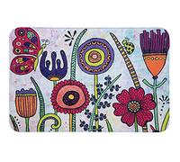 WENKO Tapis de Bain Rollin'Art Full Bloom, Tapis de Douche à Motif Prairie Fleurie, Surface Velours & Dessous antidérapant, Compatible avec Le Chauffage au Sol, 100% Polyester, 45 x 70 cm