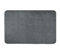 WENKO Tapis de bain Saravan, tapis de bain en matière microfibre douce (100 % polyester) avec hauteur de poil de 20 mm et dessous antidérapant, séchage rapide et non pelucheux, 50 x 80 cm, anthracite