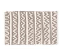 WENKO Tapis de Bain Shaki, Tapis Salle de Bain antidérapant, Tapis paillasson Durable de Style Boho fabriqué à partir de Bouteille Plastique Pet recyclée, 100% Polyester, 50x80 cm, Beige-Blanc