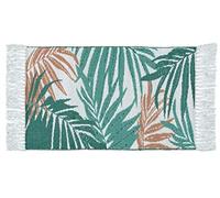 WENKO Tapis de bain Suva, tapis de bain à base de coton recyclé, motif tendance à feuilles de palmier, qualité Jacquard, dessous antidérapant, lavable jusqu'à 30°C, 100 % coton, (l x p) : 50 x 80 cm