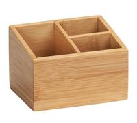 WENKO Boîte de Rangement Bambou Mod. Terra | Organisateur 3 Compartiments pour Salle de Bain Cuisine et Bureau | Écologique et Pratique | Dimensions 12 x 8,5 x 9 cm | Couleur Brun