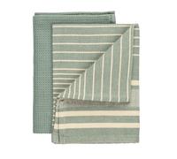 WENKO Torchon Mod Tito, torchon de cuisine très absorbant, lot de 2 | 100 % coton, motif gaufré et rayé pour la cuisine, 45,0 x 65,0 cm, vert