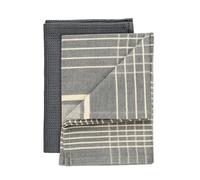 WENKO Torchon, torchon de Cuisine très Absorbant, Lot de 2 | 100 % coton, motif gaufré et rayé pour la cuisine, 45,0 x 65,0 cm, gris, Mod Tito