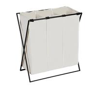 WENKO Trio XL Panier à linge solide avec structure en fer, trois compartiments pour une séparation optimale du linge et capacité de 145 l, pliable pour économiser de l'espace (l x H x P) : 69 x 76 x