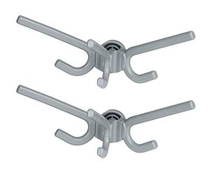 WENKO Triple Crochet Herkules, Lot de 2 pièces - Set de 2, Crochet avec 3 accrochoirs, Plastique (ABS), 29 x 12.5 x 15 cm, Gris