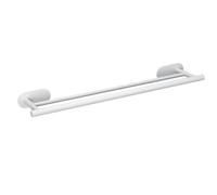 WENKO Turbo-Loc® Duo Orea White Barre Porte-Serviettes Double en Acier Inoxydable Blanc Mat 60 cm 60 x 4,5 x 12 cm