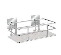 WENKO Turbo-Loc® étagère Quadro - Fixer sans percer de Trous, Acier Inoxydable, 24 x 10 x 14.5 cm, Chromé