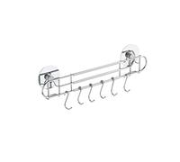 Wenko Réglette Turbo-Loc® 6 crochets – Sans perçage, chromé, 31,5×9,5×5 cm, Argent