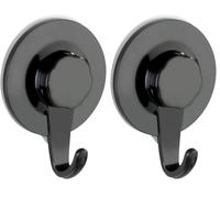 WENKO Ultra-Loc crochet Valenza noir - Crochet porte-serviettes, crochet pour vêtements, fixer sans percer de trous, Plastique (ABS), 6.2 x 8.5 x 2.5 cm, Noir (Lot de 2)