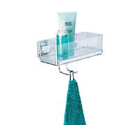 WENKO Vacuum-Loc® Etagère Salle de Bain sans percage, avec Crochet de Suspension, en Acier INOX, Quadro