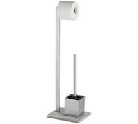 Wenko Combiné WC 2 en 1 Brosse et Dérouleur Papier – Granit, Acier inox, Polyrésine, 23x73,5x19,5 cm