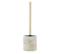 WENKO WC-Porte brosse Mod. Odos | Accessoires WC design en polyresine avec brosse WC blanche et or | Porte-brosse WC élégant en marbre | Dimensions Ø 7,5 x 37 cm | Noir et blanc