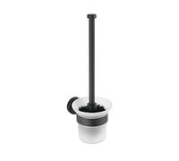 Wenko Porte-brosse WC murale Bosio Black – Inox noir, support verre satiné – 10 x 35 x 14 cm