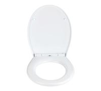 WENKO Abattant WC Ostuni avec Frein de Chute | Lunette toilettes clipsable avec Fixation INOX |Assise jusqu'à 300kg | Thermoplastique haute qualité et hygiènique | 37 x 44,5 cm | Blanc