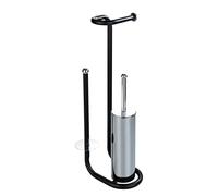 WENKO WENKO Serviteur WC 3en1, distributeur papier toilette, brosse WC et range papier toilette, Universalo, Acier inox noir