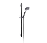 WENKO-Young Kit de douche moderne avec 5 types de jets, barre de douche en acier inoxydable de haute qualité et tuyau de douche pour chauffe-eau, raccord universel ½", 66 cm, argent brillant