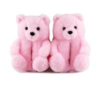 WENLIANG Dames Nounours, En Peluche Ameublement Chaussures Chaudes En Coton éPais, Chaussons D'hiver rose