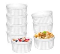 WENLISELL Lot de 8 ramequins en porcelaine blanche de 150 ml, plats à soufflé en porcelaine, ramequins en céramique pour pudding, crème pâtissière, gâteaux