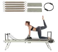 WENMEE Machine Pilates Reformer, équipement de Pilates Pliable pour la Maison avec Double résistance, Ressorts et Anneau de Pilates