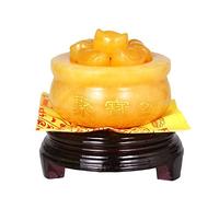 WENMILY Feng Shui Golden Treasure Basin + 10 Pcs Ingot/Yuan Bao Wealth Porsperity Figurine, Feng Shui Decor Attract Wealth and Good Luck (3.5"(W) x 2"(H))
