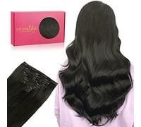 WENNALIFE Extension a Clip Cheveux Naturel, 50cm 70g 7pcs Noir Naturel Extension Clip Vrai Cheveux Humain Remy Naturels à Clips Extensions de Cheveux