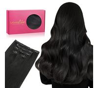 WENNALIFE Extension a Clip Cheveux Naturel, 50cm 80g 5pcs Noir Naturel Extension Clip Cheveux Naturel Vrai Cheveux Humain Remy Extensions Cheveux Naturels à Clips Extensions de Cheveux