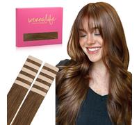 WENNALIFE Extension Adhesive Cheveux Naturel,10pcs 55cm 30g,Light Auburn Brown,Extension Cheveux Naturel Adhésif Colored Remy Tape in Hair Extensions