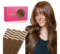 WENNALIFE Extension Adhesive Cheveux Naturel,20pcs 35cm 50g,Light Auburn Brown,Extension Cheveux Naturel Adhésif Colored Remy Tape in Hair Extensions