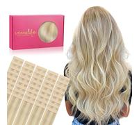WENNALIFE Extension Cheveux Naturel Adhesive, 30cm 80g 40pcs Extension Adhesive Cheveux Naturel, Extension Cheveux Naturel Remy Invisibles, Blond cendré à blond doré et blond platine
