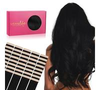 WENNALIFE Extension Cheveux Naturel Adhesive 35cm 100g 40pcs, Remy Invisibles Noir