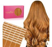 WENNALIFE Extension Cheveux Naturel Adhesive, 40cm 100g 40pcs Extension Adhesive Cheveux Naturel, Extension Cheveux Naturel Remy Invisibles, Gingembre Auburn