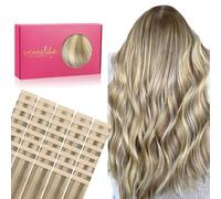 WENNALIFE Extension Cheveux Naturel Adhesive, 55cm 100g 40pcs Extension Adhesive Cheveux Naturel, Extension Cheveux Naturel Remy Invisibles, Blond doré
