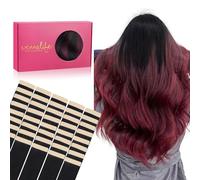 WENNALIFE Extension Cheveux Naturel Adhesive, 55cm 100g 40pcs Extension Adhesive Cheveux Naturel, Extension Cheveux Naturel Remy Invisibles, Noir à bordeaux